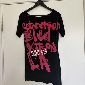 Kitson Black Tunic with Pink Graphic